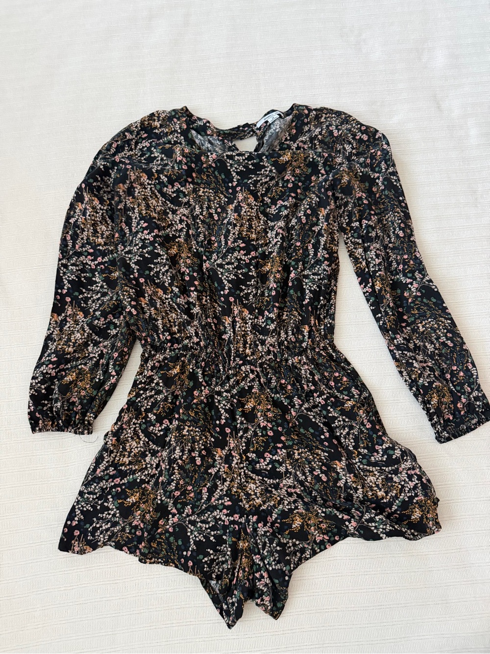 O'Neill Black Floral Long-Sleeve Romper